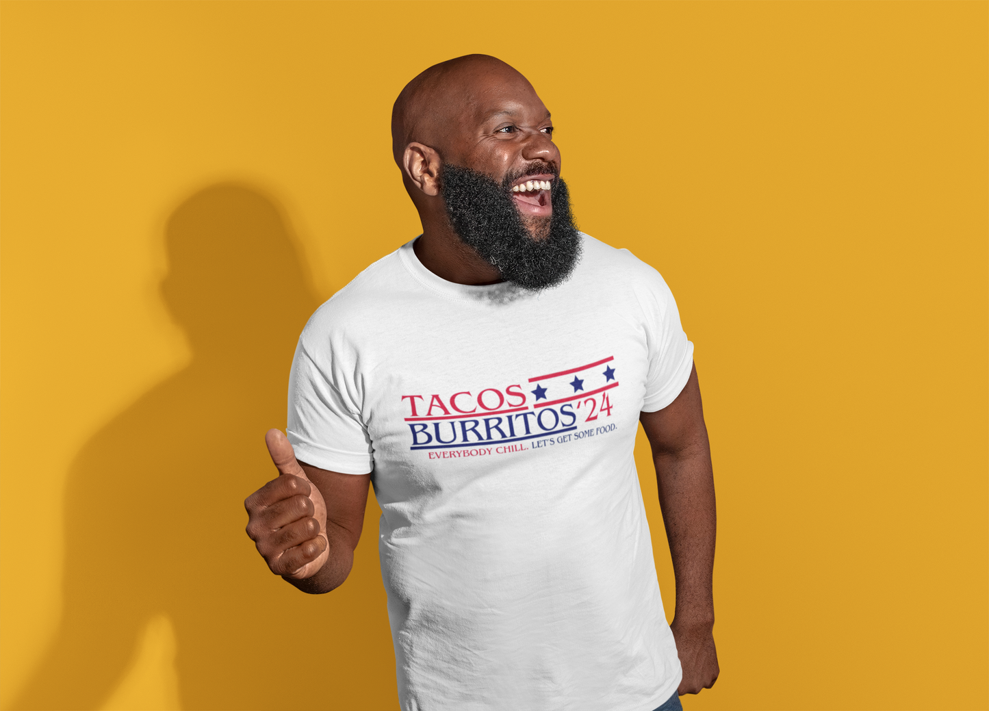 Tacos & Burritos 2024 Election T-shirt | Everybody Chill, Let's Get Some Food - Funny Viral Latino Tees | Unisex - 3 Colors