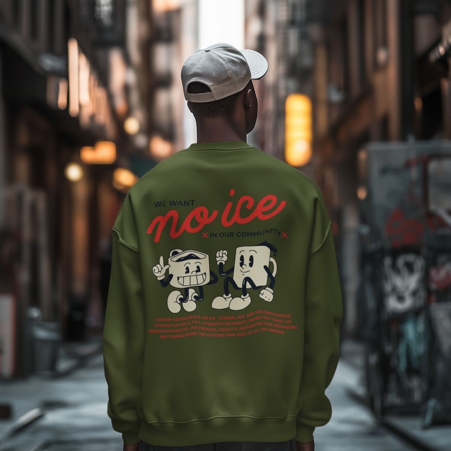 We Want No Ice In Our Community Retro Comfy Crewneck Sweatshirt | Chinga La Migra Immigration Abolish Ice Justice Fleece-Lined | 3 Colors