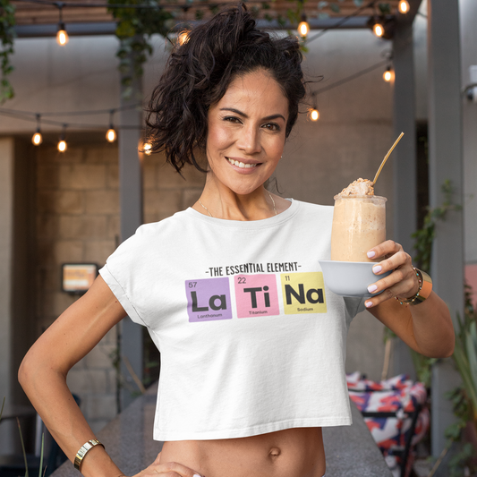 Latina Periodic Table Chemistry Flowy Crop-Top Tee | The Essential Element La Ti Na Women's | 2 Colors