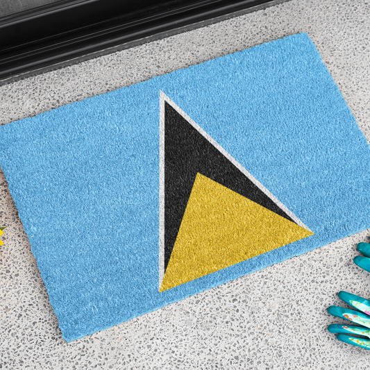 Flag Of Saint Lucia Outdoor Non-Slip Door Mat | St. Lucia Gros Islet | Castries | Dennery | 24"x36"