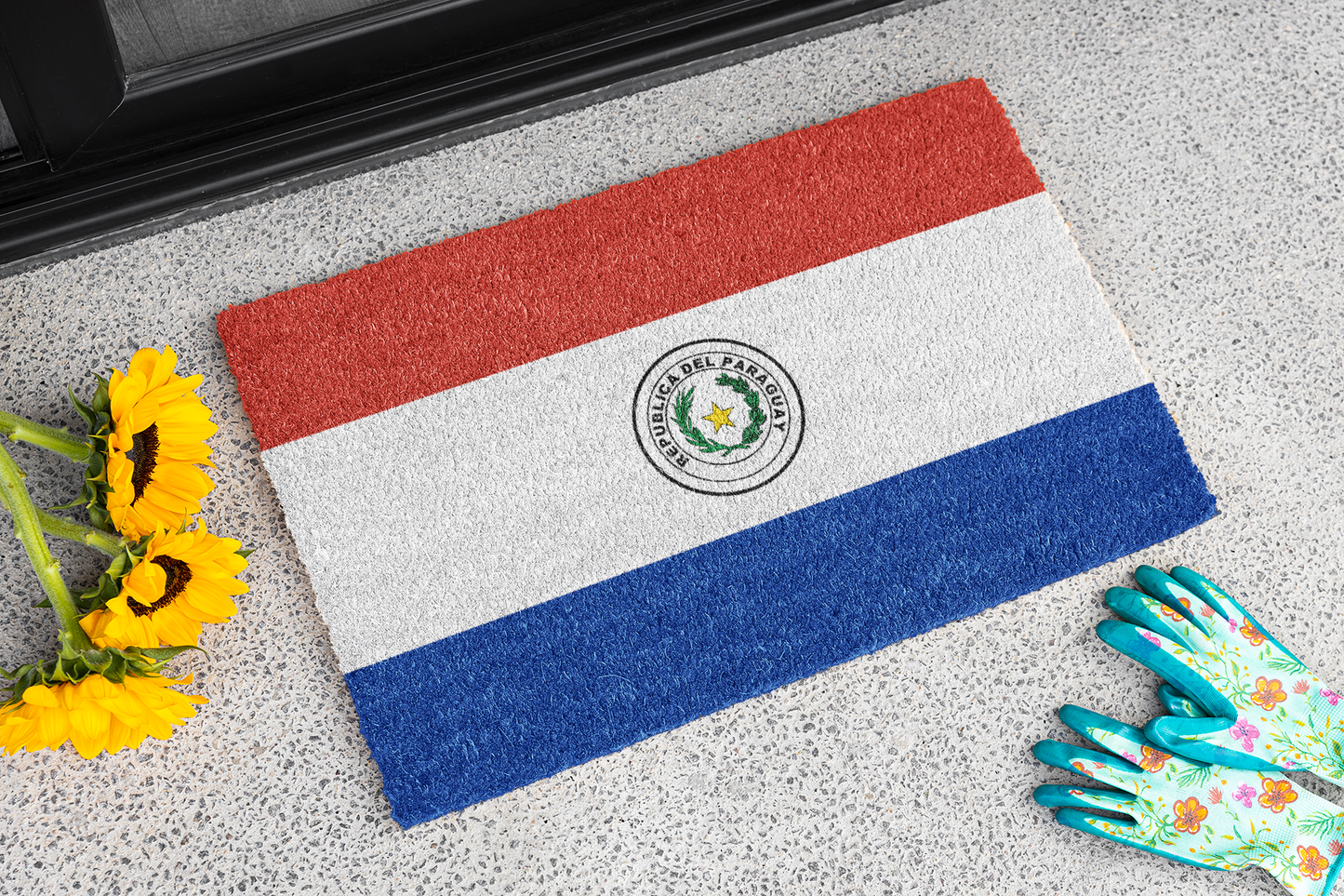 Flag Of Paraguay Outdoor Non-Slip Door Mat | Asuncion | Ciudad Del Este | San Lorenzo | Gift for Paraguayans | 24"x36"