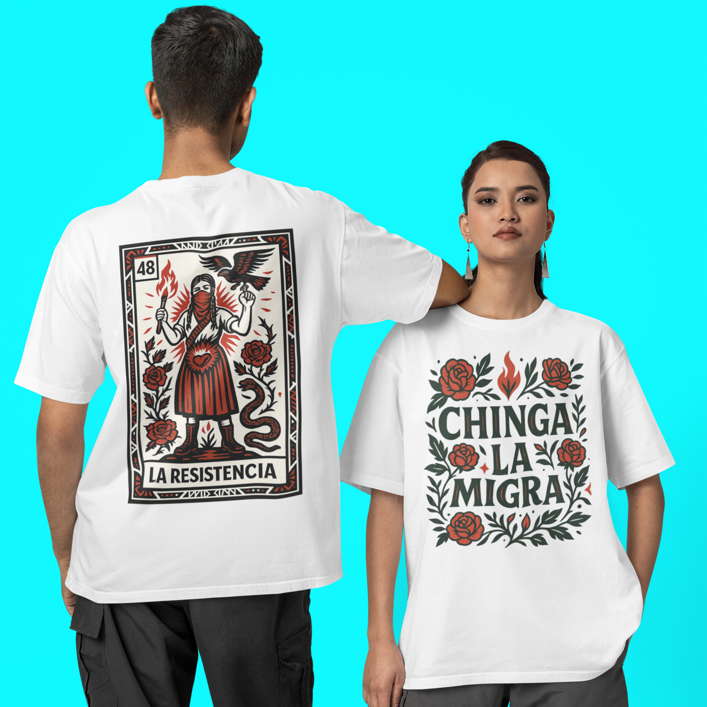 La Resistencia Double Sided T-shirt | Chinga La Migra Protest Edition Immigration Ice Justice| Latino Pride Viral Tees