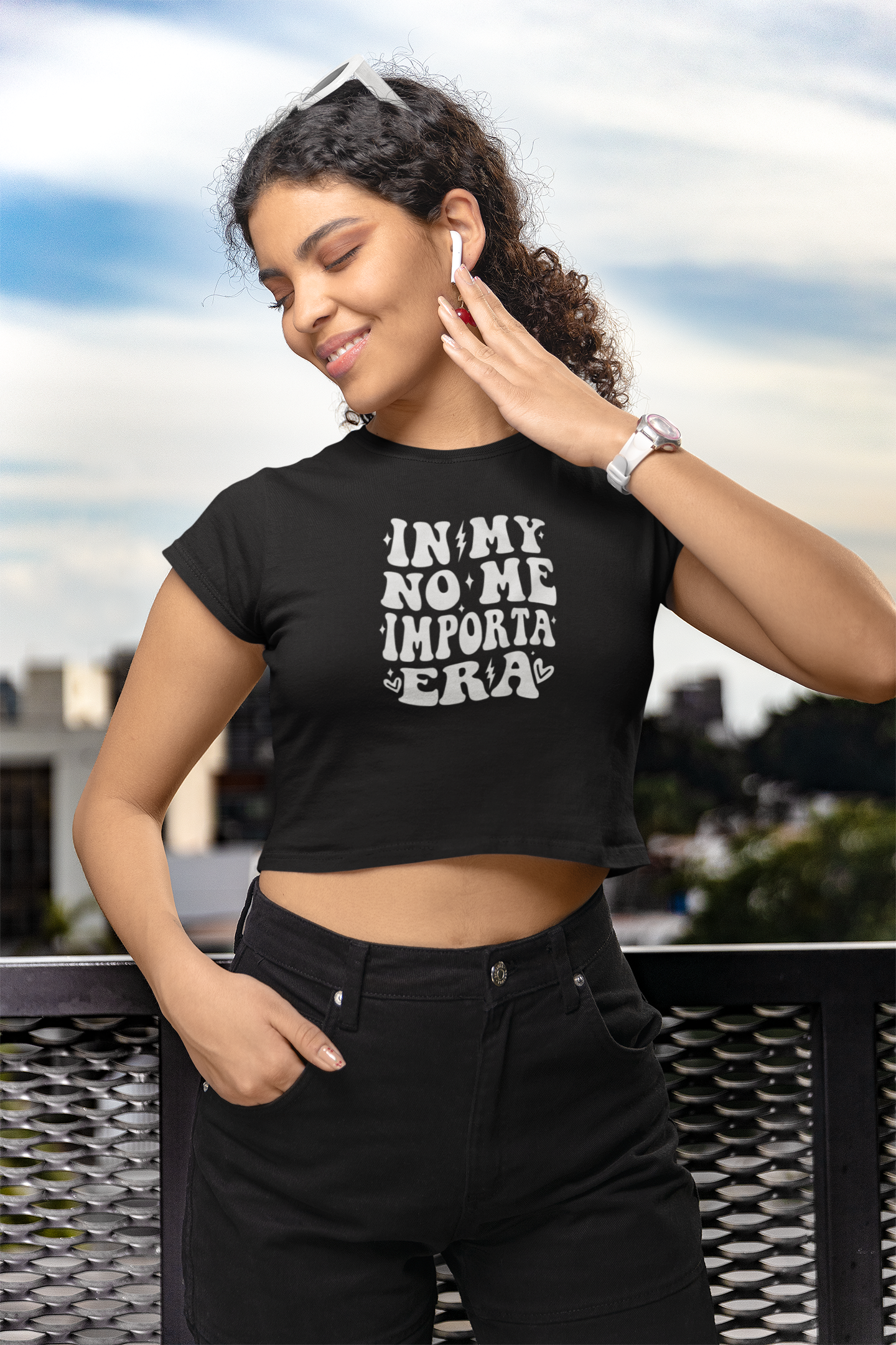 In My No Me Importa Era | Women's Flowy Crop-Top Tee | 3 Colors - Latinos 4 The World