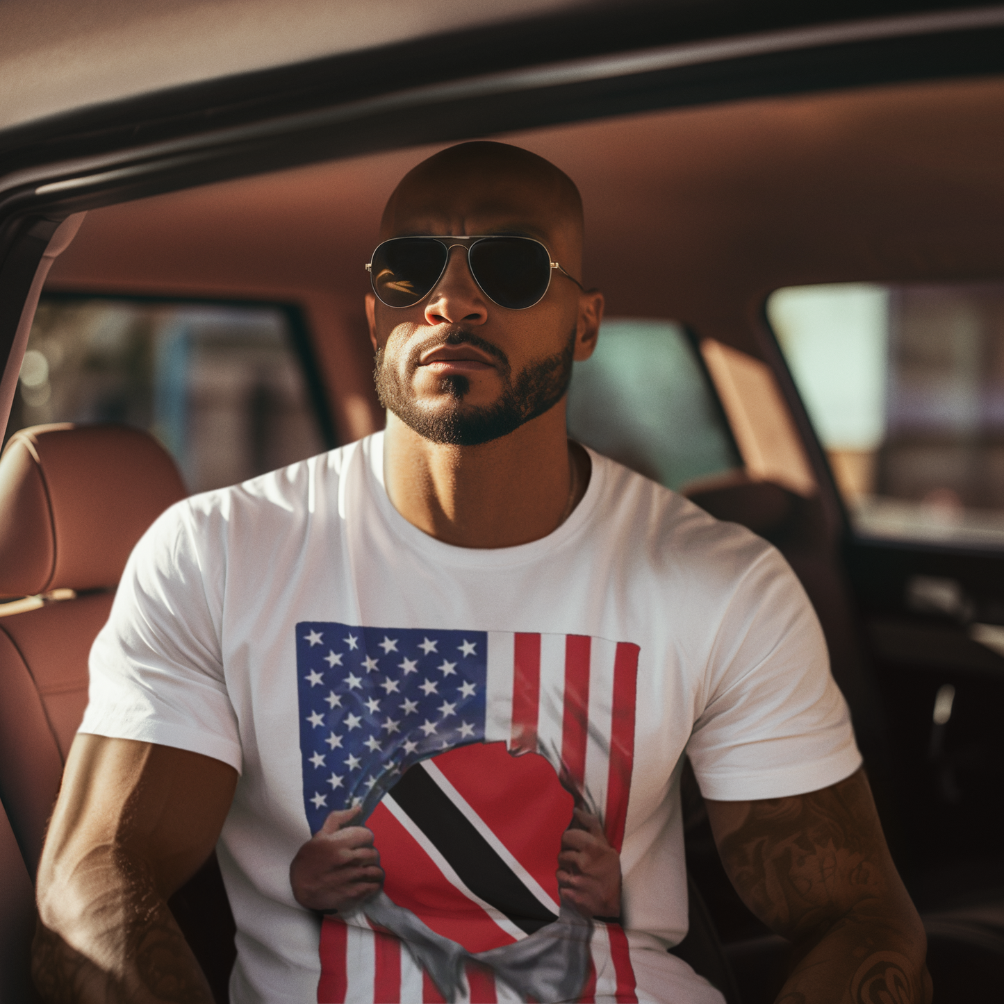 Trinidad and Tobago Flag + USA Flag Pride T-shirt | Trinidadian + American Flag Rip 4th Of July | Funny Viral Latino Tees | Unisex - 4 Colors