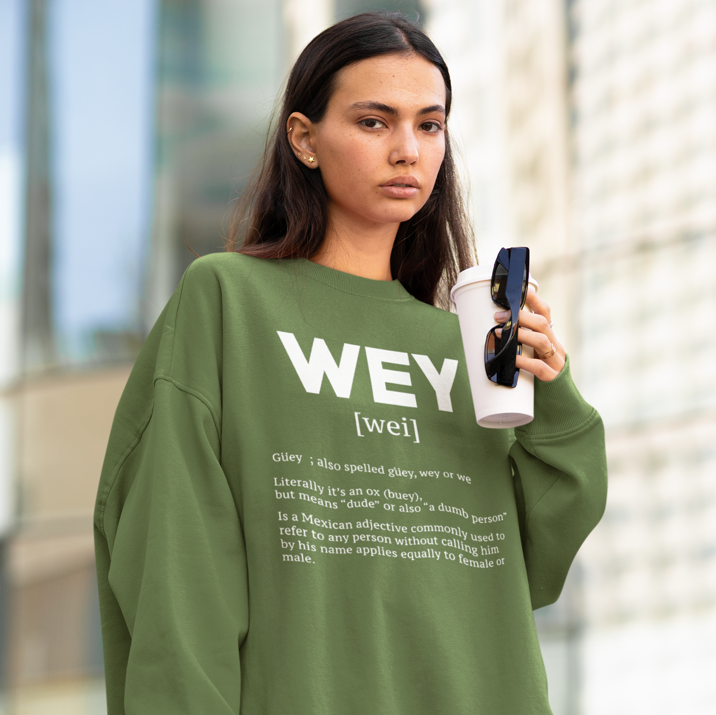 Wey Guey Definition Crewneck Sweatshirt | Funny Latino Fleece-Lined Crewneck | 3 Colors Available