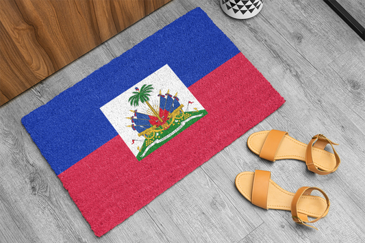 Flag Of Haiti Outdoor Non-Slip Door Mat | Port-Au-Prince | Carrefour | Delmas 73 | 24"x36"