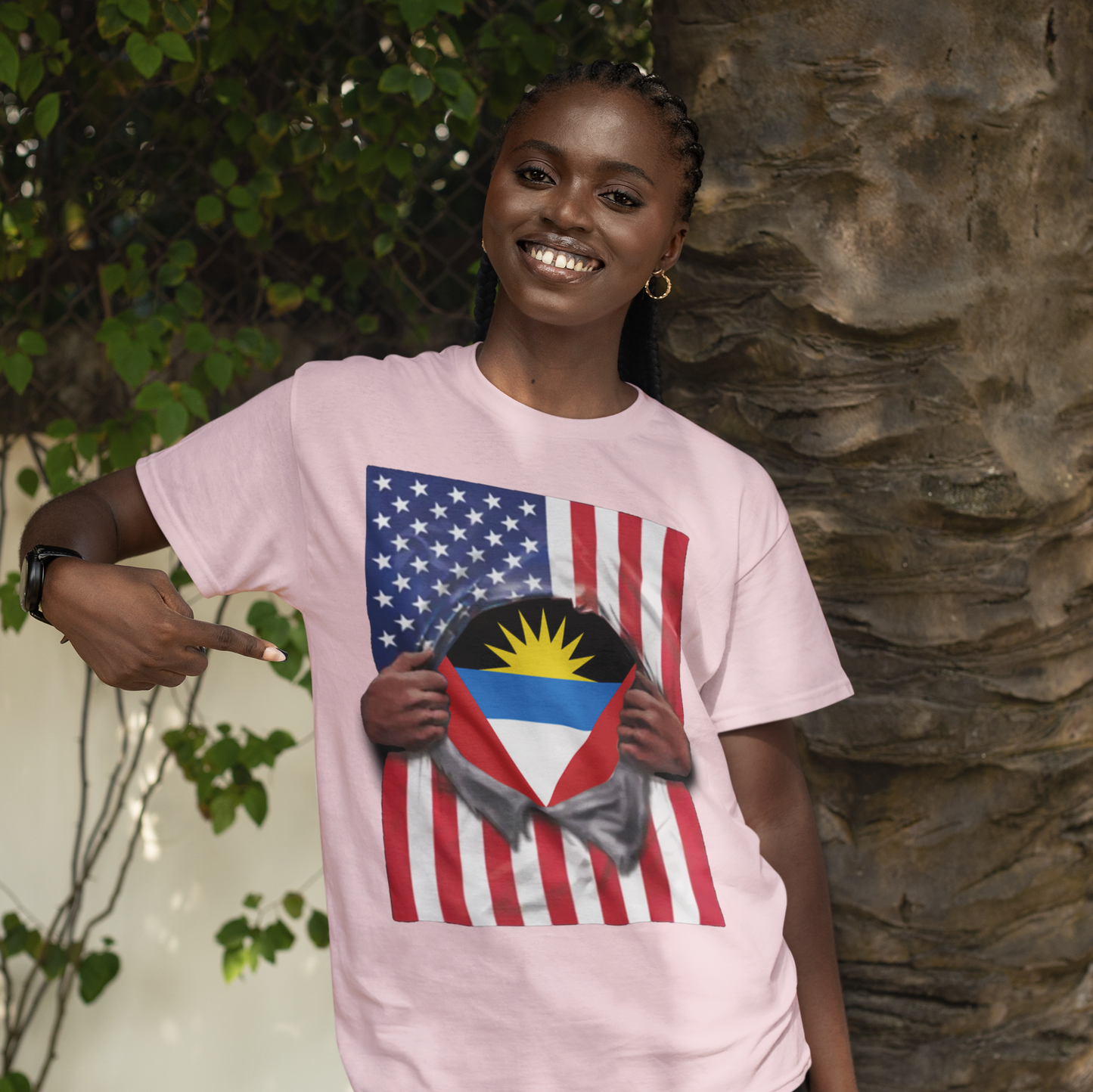 Antigua and Barbuda Flag T-shirt | Antiguan + American Flag Rip 4th Of July | Funny Latino Tees | 4 Colors