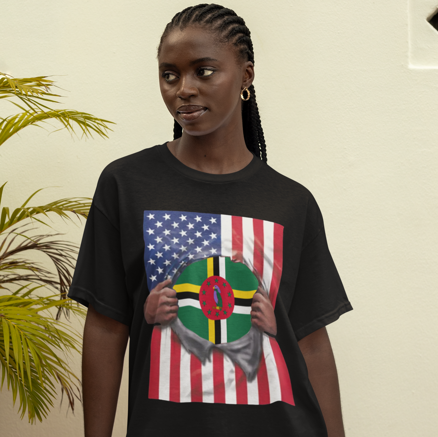 Dominica + USA Flag T-shirt | Dominican + American Flag Rip 4th Of July | Funny Latino Tees | 4 Colors