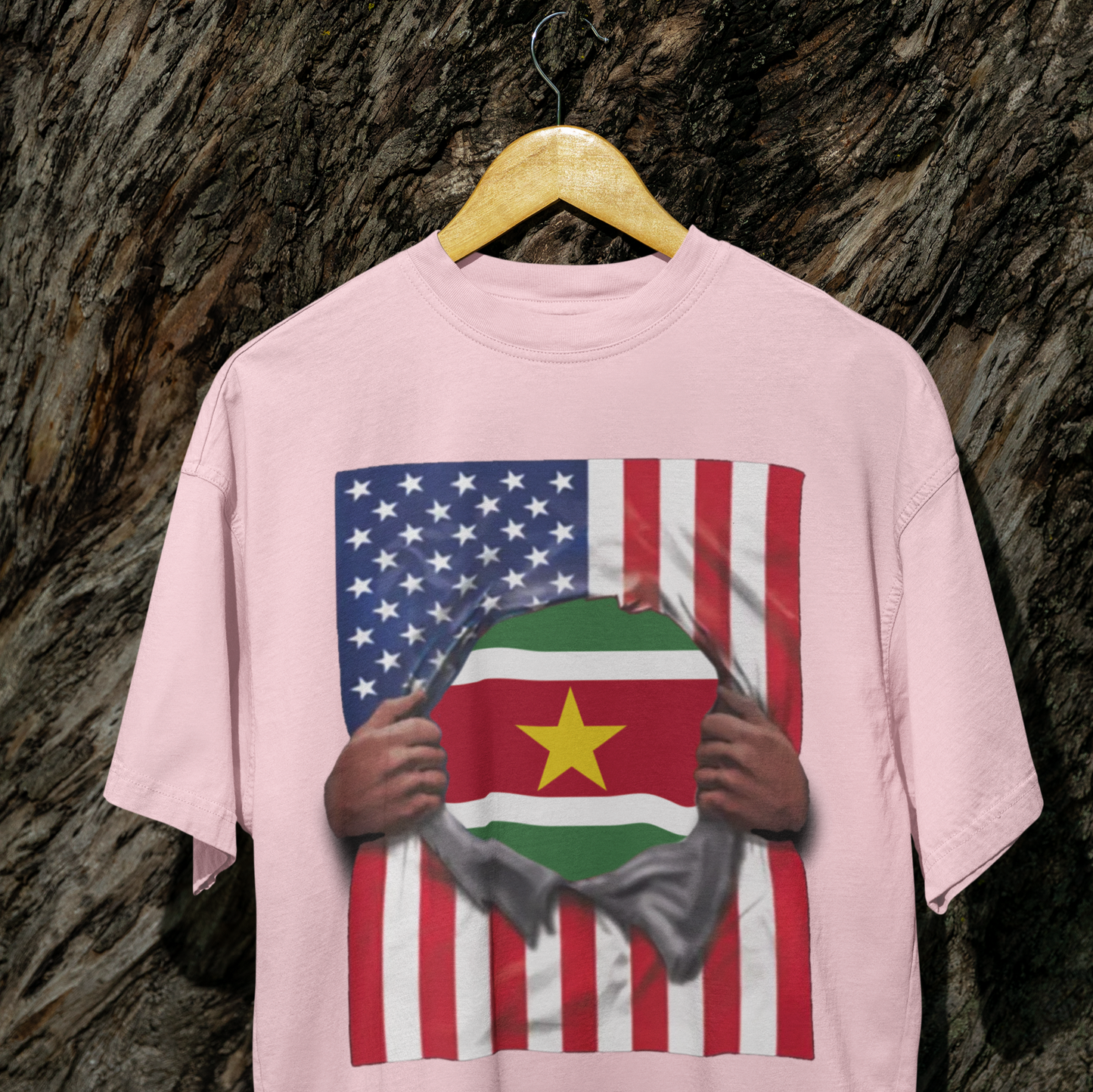 Suriname Flag + USA Flag Pride T-shirt | Surinamese + American Flag Rip 4th Of July | Funny Viral Latino Tees | Unisex - 4 Colors