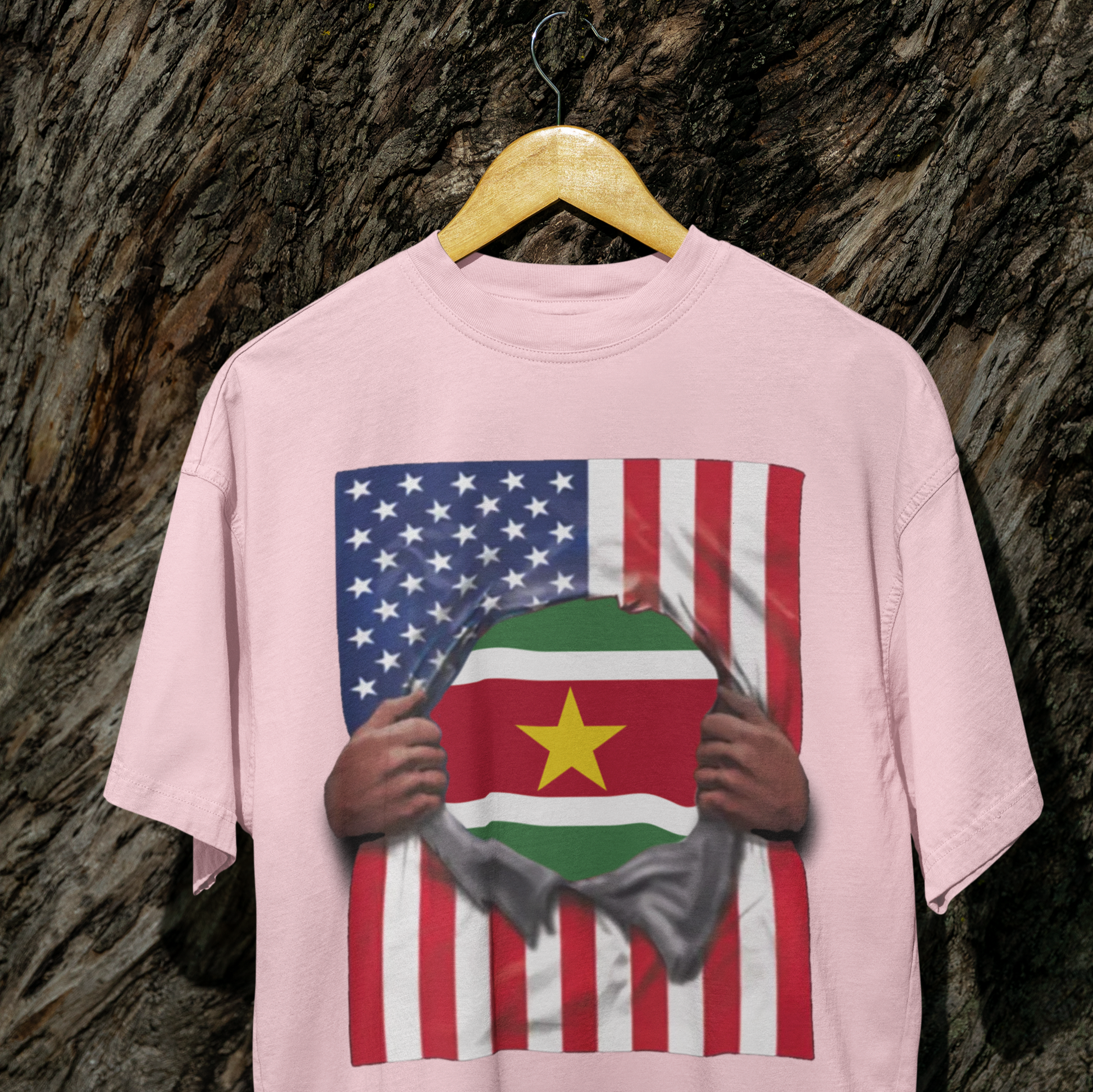 Suriname Flag + USA Flag Pride T-shirt | Surinamese + American Flag Rip 4th Of July | Funny Viral Latino Tees | Unisex - 4 Colors - Latinos 4 The World