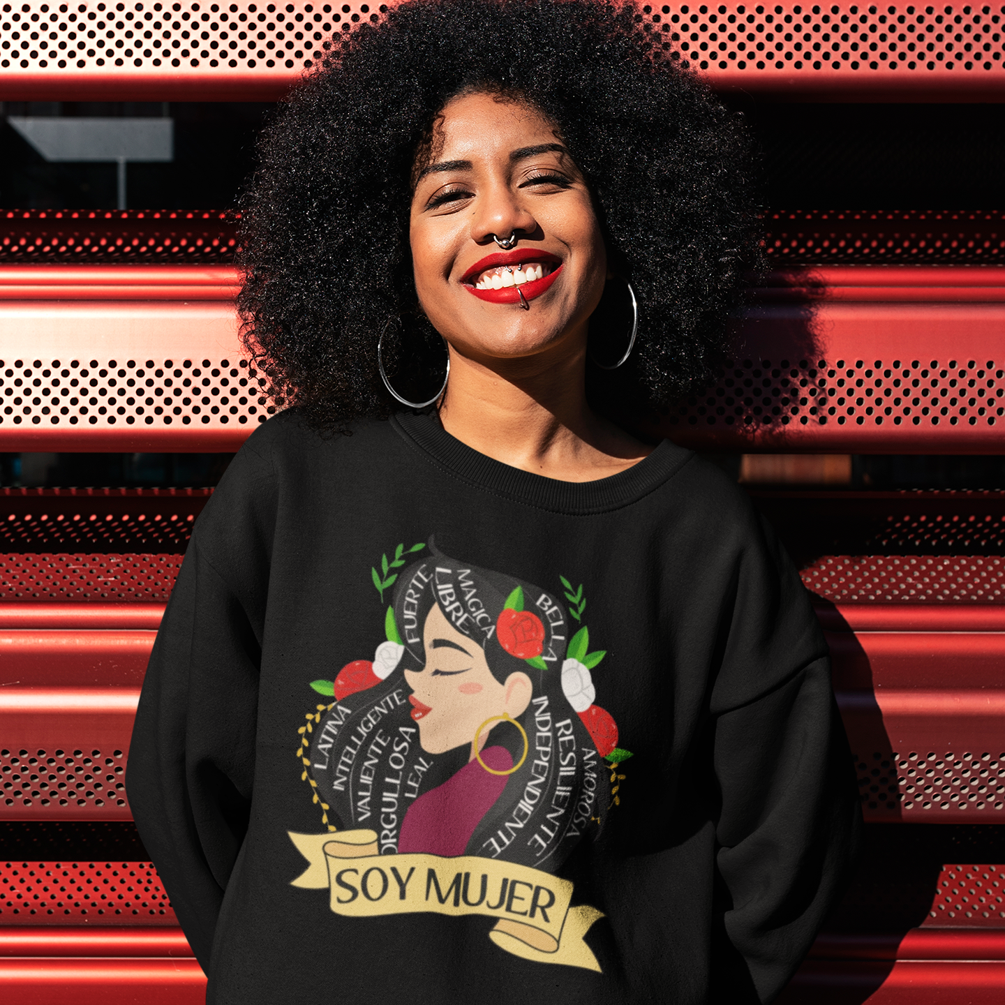 Soy Mujer (Bella, Leal, Latina, Valiente) Female Empowerment Sweatshirt | Fleece-Lined | Dia De La Madre, Mother's Day