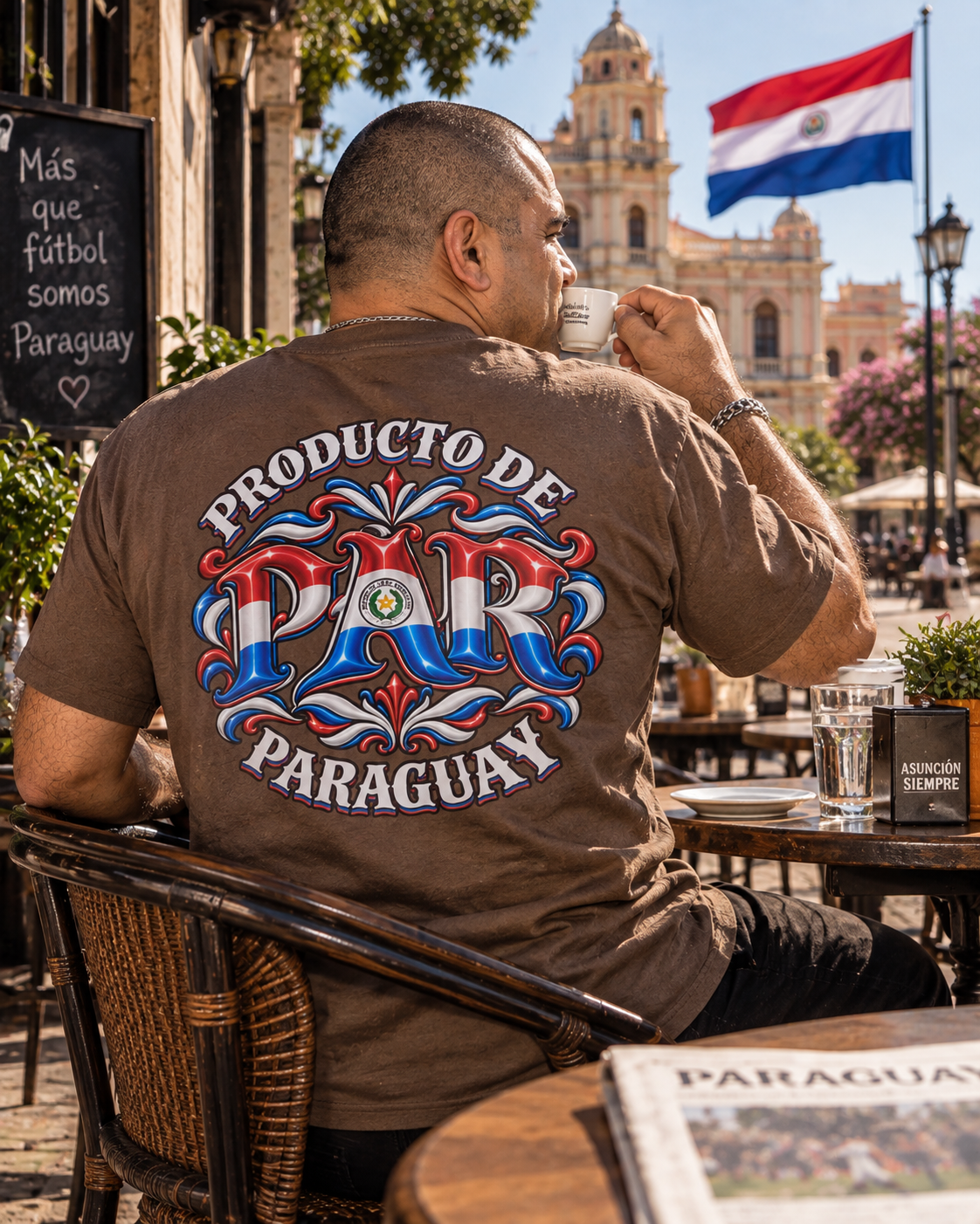 Producto De Paraguay Heritage T-shirt | Old English Style, PAR Paraguayos Culture | Heavyweight Cotton