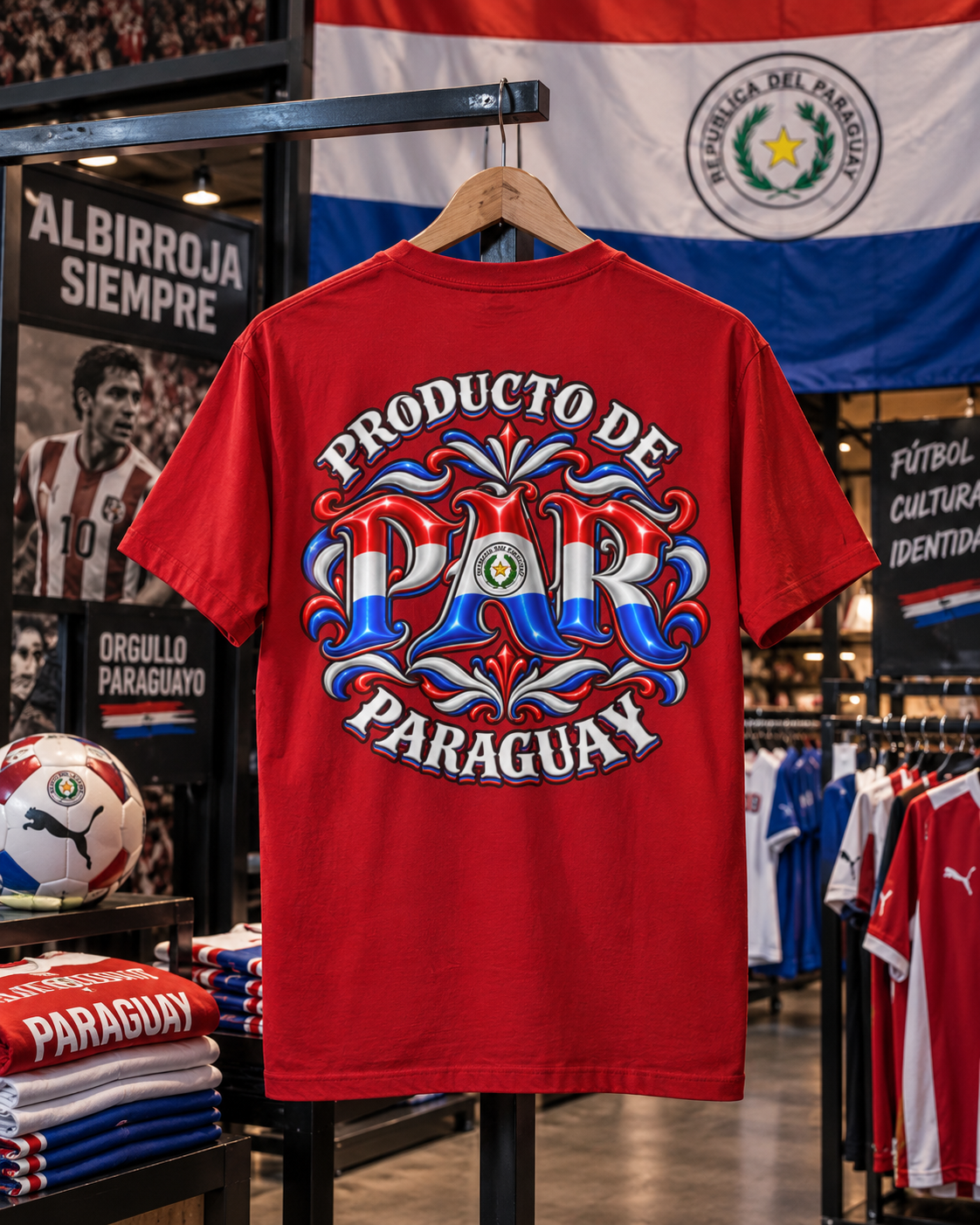 Producto De Paraguay Heritage T-shirt | Old English Style, PAR Paraguayos Culture | Heavyweight Cotton