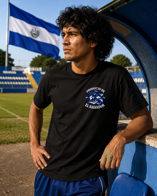 Producto De El Salvador Heritage T-shirt | Old English Style, ES SV Salvadoran Culture | Heavyweight Cotton