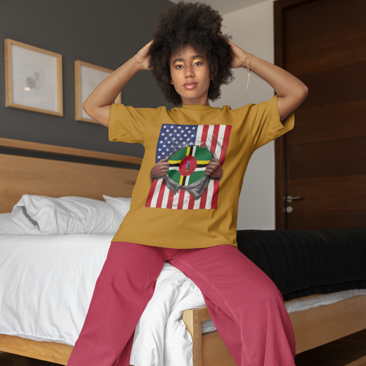 Dominica + USA Flag T-shirt | Dominican + American Flag Rip 4th Of July | Funny Latino Tees | 4 Colors