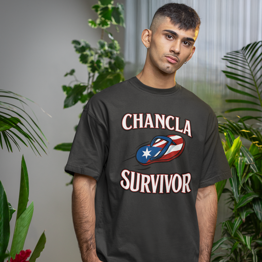 Puerto Rican Chancla Survivor T-shirt | Chancleta Joke Design Latino Pride Funny Viral Tees | PR | Unisex