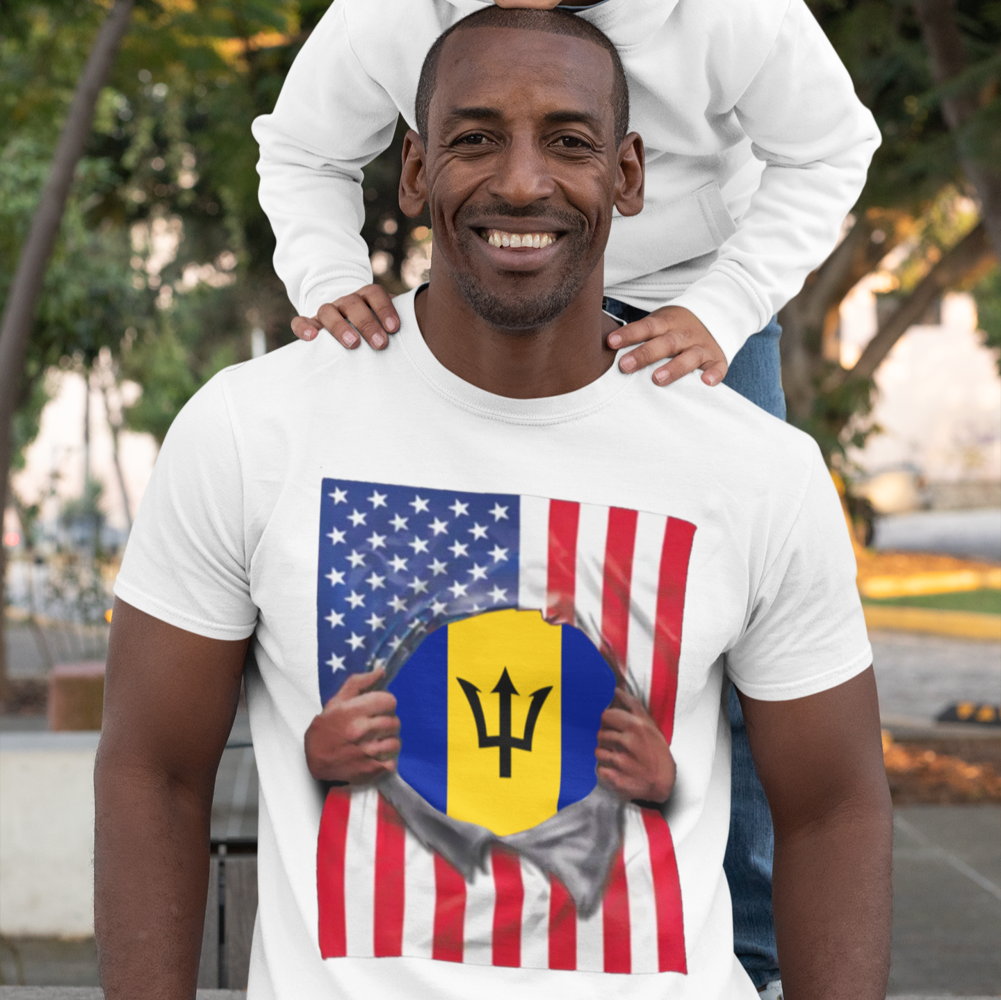 Barbados + USA Flag T-shirt | Barbadian + American Flag Rip 4th Of July | Funny Latino Tees | 4 Colors