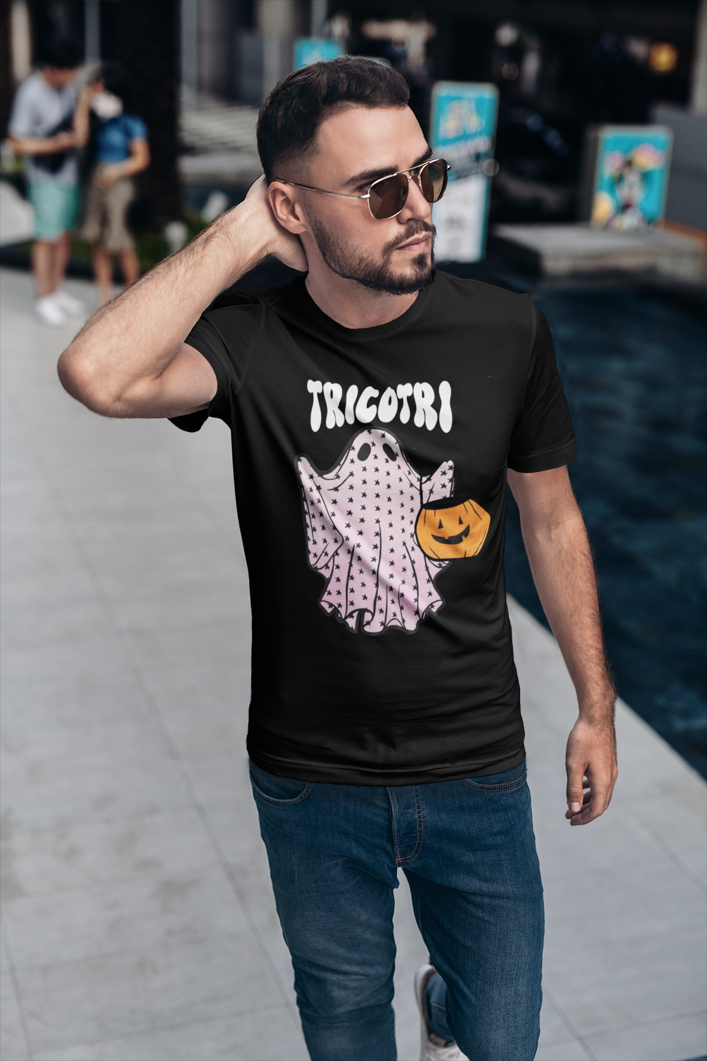 Trico Tri Latino Trick or Treat Ghost Pumpkin T-shirt | Halloween, Boo Scary Spooky Horror Costume Latino | Unisex - 3 Colors