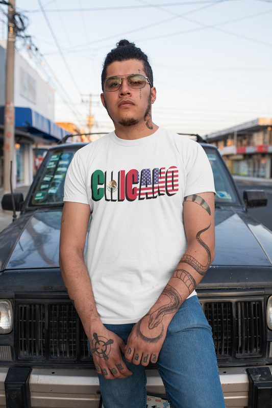 CHICANO Mexico + USA Flag T-shirt | American Pride 4th Of July | Funny Viral Latino Tees | Unisex - 3 Colors