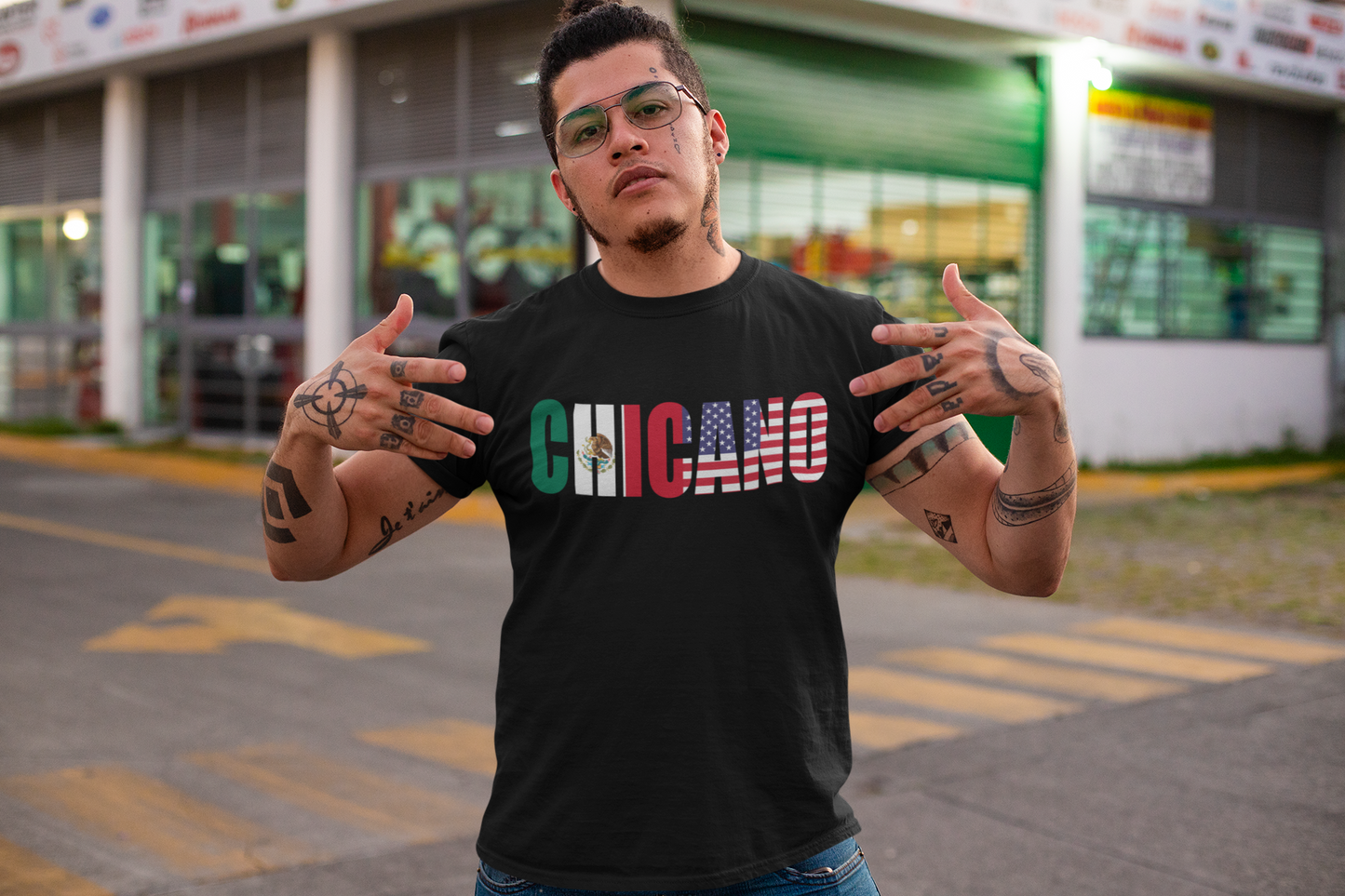 CHICANO Mexico + USA Flag T-shirt | American Pride 4th Of July | Funny Viral Latino Tees | Unisex - 3 Colors